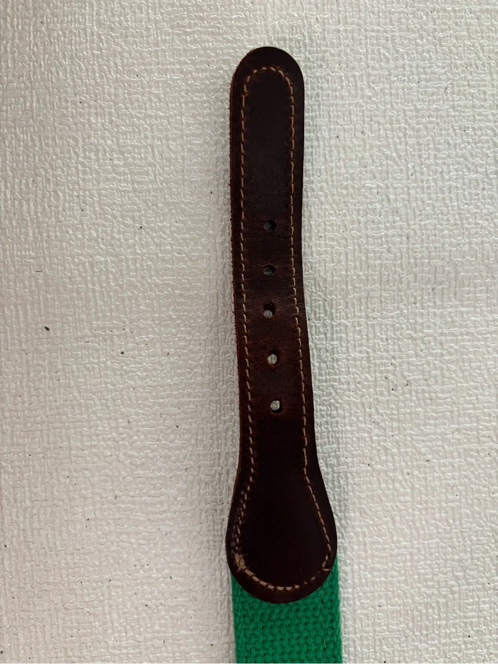 Kids Green Tractor Pattern Belt with Brown Leather Accents